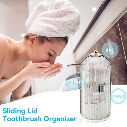 Sliding Lid Toothbrush Organizer